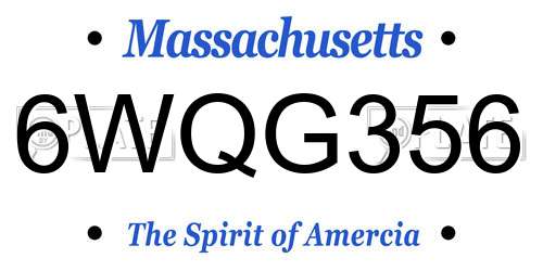 6WQG356 Massachusetts License Plate