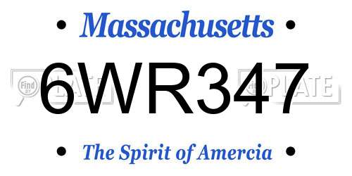 6WR347 Massachusetts License Plate