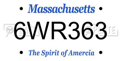 6WR363 Massachusetts License Plate