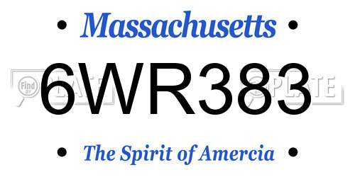 6WR383 Massachusetts License Plate