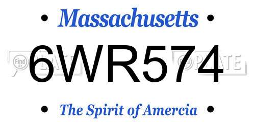 6WR574 Massachusetts License Plate