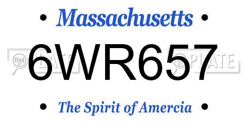 6WR657 Massachusetts License Plate