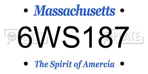 6WS187 Massachusetts License Plate