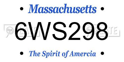 6WS298 Massachusetts License Plate