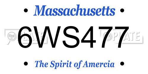 6WS477 Massachusetts License Plate