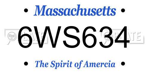 6WS634 Massachusetts License Plate