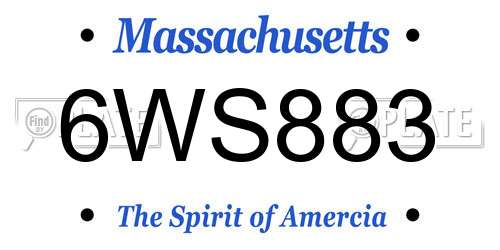 6WS883 Massachusetts License Plate