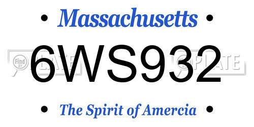 6WS932 Massachusetts License Plate