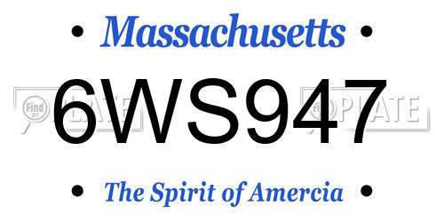6WS947 Massachusetts License Plate