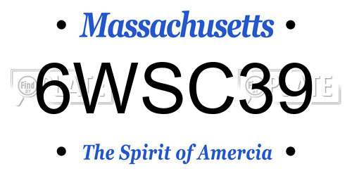 6WSC39 Massachusetts License Plate