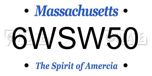 6WSW50 Massachusetts License Plate
