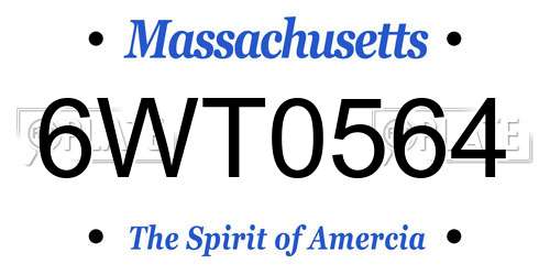 6WT0564 Massachusetts License Plate