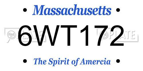 6WT172 Massachusetts License Plate
