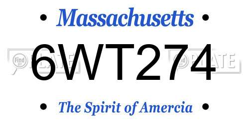6WT274 Massachusetts License Plate