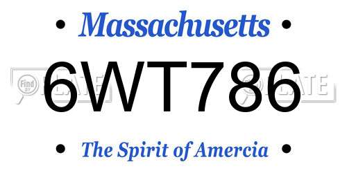 6WT786 Massachusetts License Plate