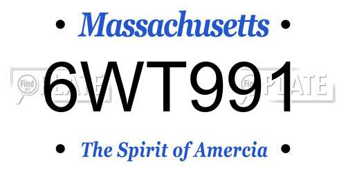 6WT991 Massachusetts License Plate