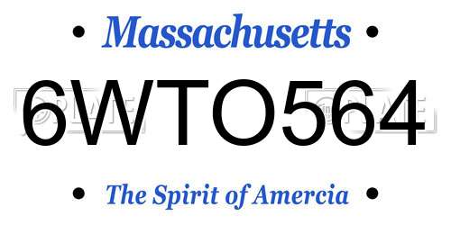 6WTO564 Massachusetts License Plate
