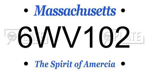 6WV102 Massachusetts License Plate