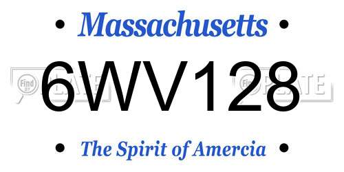 6WV128 Massachusetts License Plate