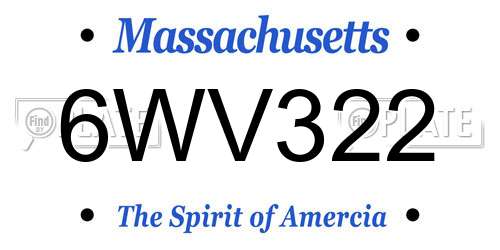 6WV322 Massachusetts License Plate