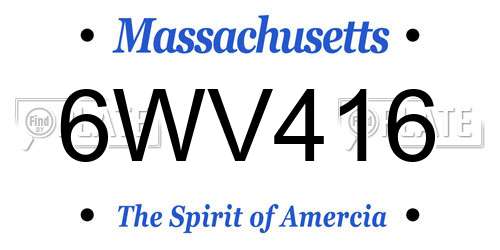 6WV416 Massachusetts License Plate
