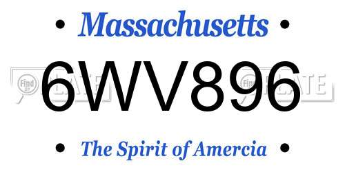 6WV896 Massachusetts License Plate
