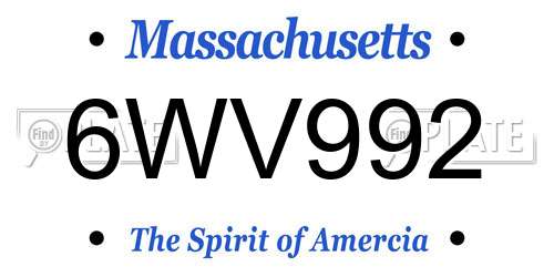6WV992 Massachusetts License Plate