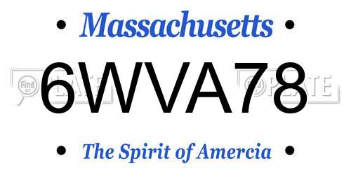 6WVA78 Massachusetts License Plate