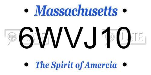 6WVJ10 Massachusetts License Plate