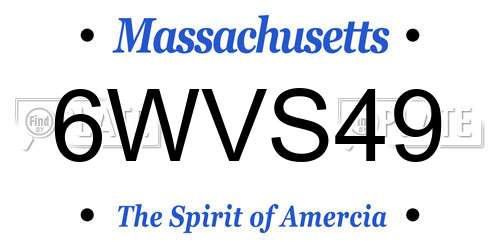 6WVS49 Massachusetts License Plate