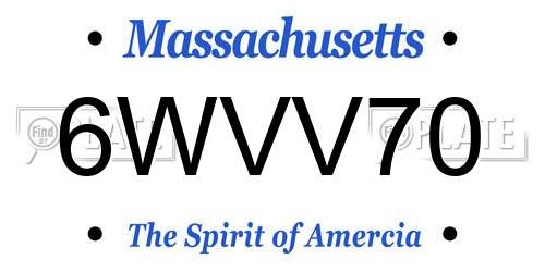 6WVV70 Massachusetts License Plate