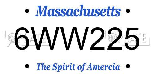 6WW225 Massachusetts License Plate
