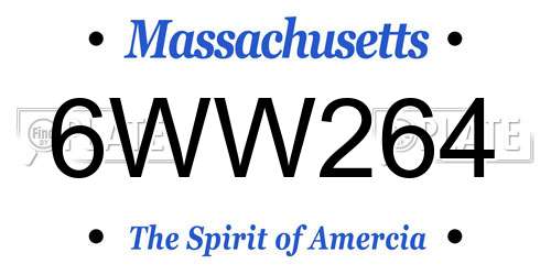 6WW264 Massachusetts License Plate