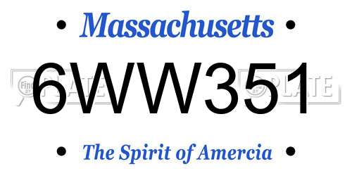 6WW351 Massachusetts License Plate