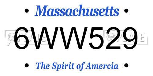 6WW529 Massachusetts License Plate