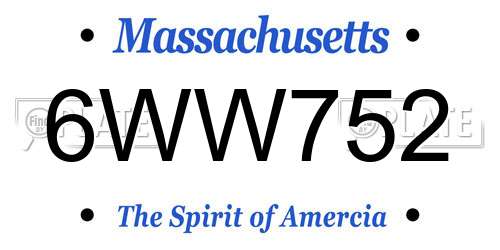 6WW752 Massachusetts License Plate