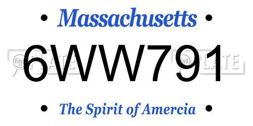 6WW791 Massachusetts License Plate