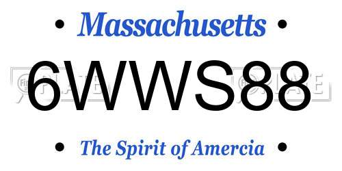 6WWS88 Massachusetts License Plate