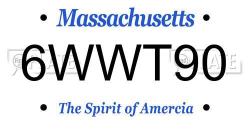 6WWT90 Massachusetts License Plate