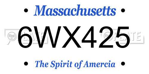 6WX425 Massachusetts License Plate