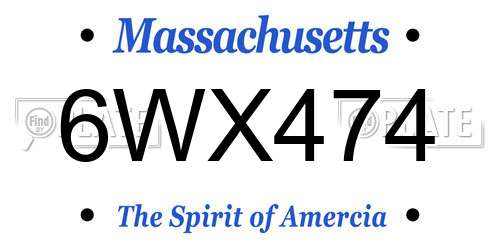 6WX474 Massachusetts License Plate