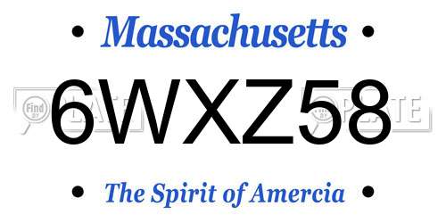 6WXZ58 Massachusetts License Plate