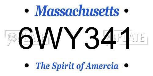 6WY341 Massachusetts License Plate