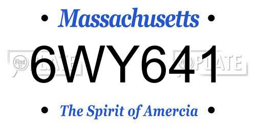 6WY641 Massachusetts License Plate