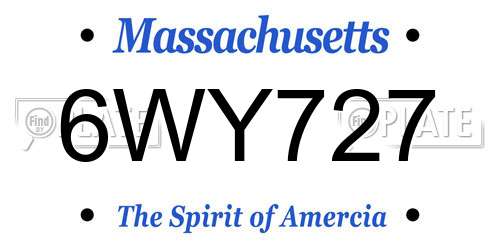6WY727 Massachusetts License Plate