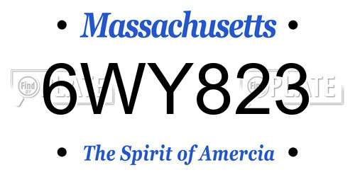 6WY823 Massachusetts License Plate