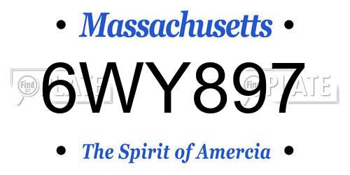 6WY897 Massachusetts License Plate
