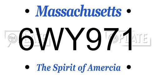 6WY971 Massachusetts License Plate