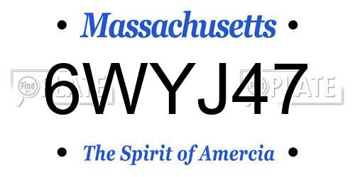6WYJ47 Massachusetts License Plate