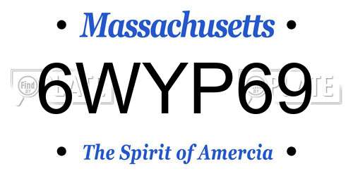 6WYP69 Massachusetts License Plate